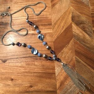 Dress Barn blue/purple/silver long necklace